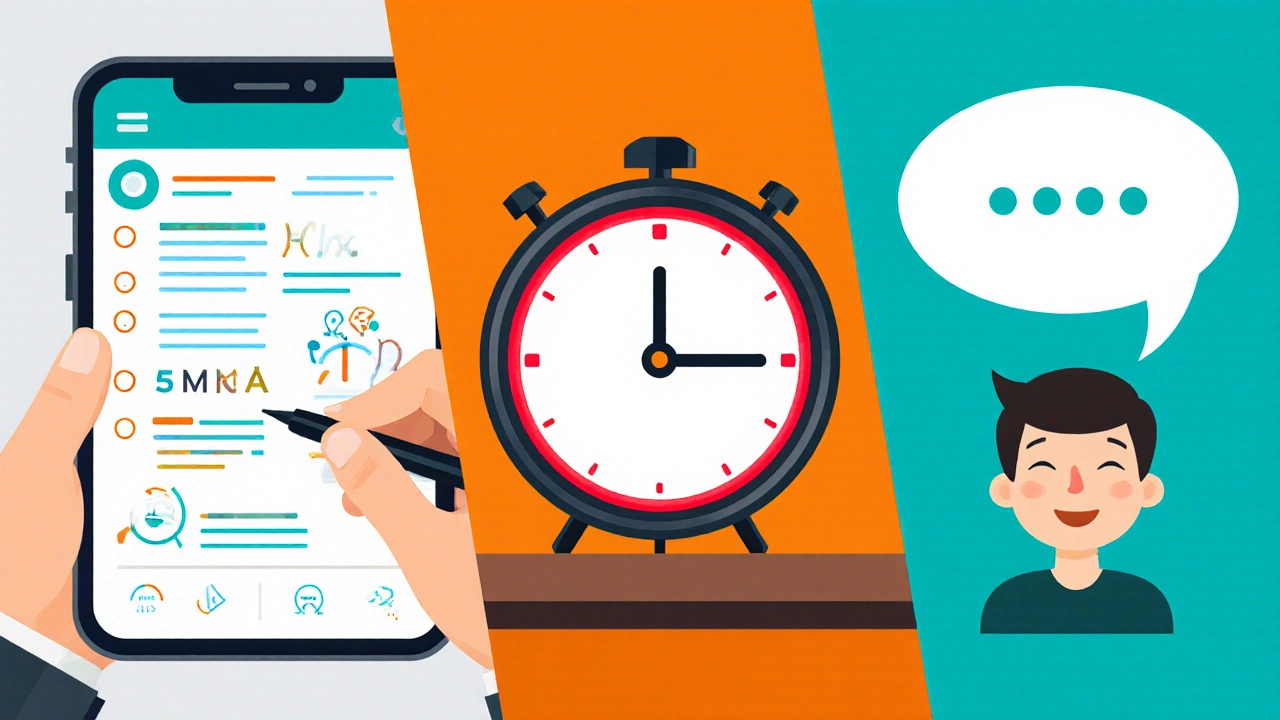 Varie tecniche di comunicazione: appunti, timer visivo e segnale di pausa.