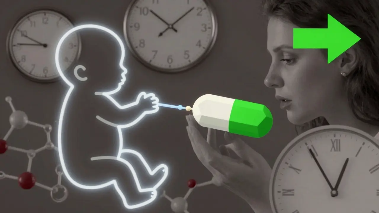 Bambino esposto a quantità minime di farmaco grazie al timing ottimale dell'assunzione.