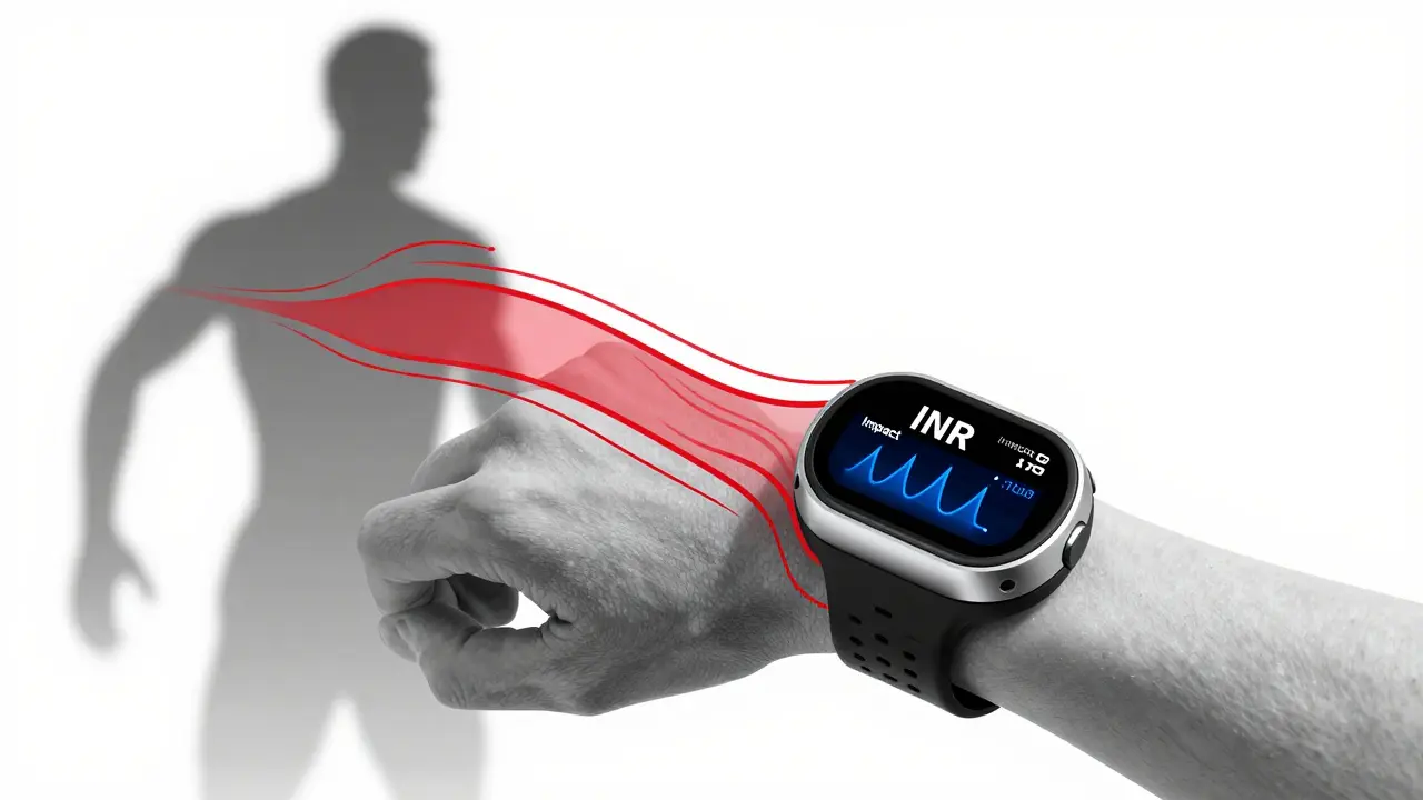 Dispositivo indossabile che monitora la coagulazione e gli impatti sportivi.