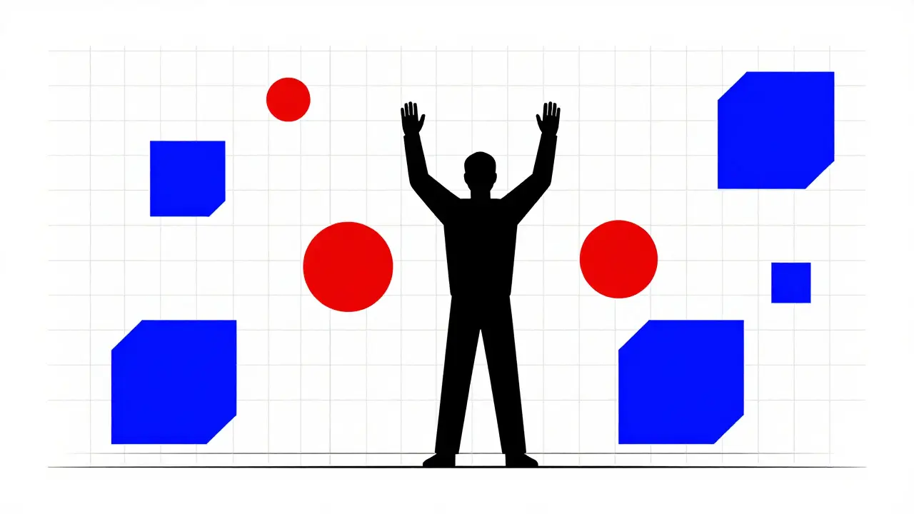 Composizione geometrica Bauhaus che mostra i benefici clinici dell'emodialisi