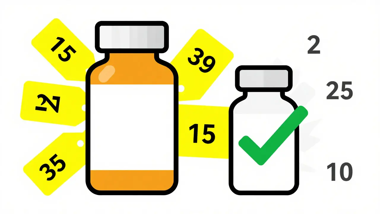 Confronto grafico Bauhaus tra farmaco originale costoso e generico economico
