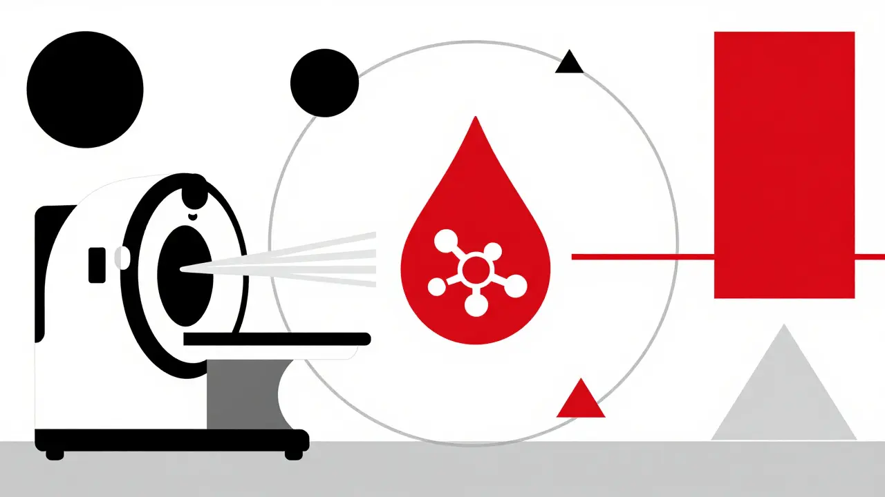 Design geometrico Bauhaus che simboleggia la diagnosi medica e le analisi