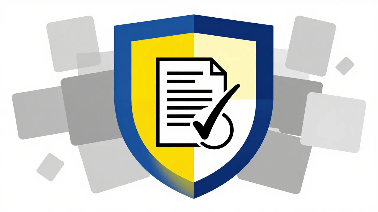 Scudo geometrico Bauhaus che simboleggia la sicurezza delle farmacie online verificate