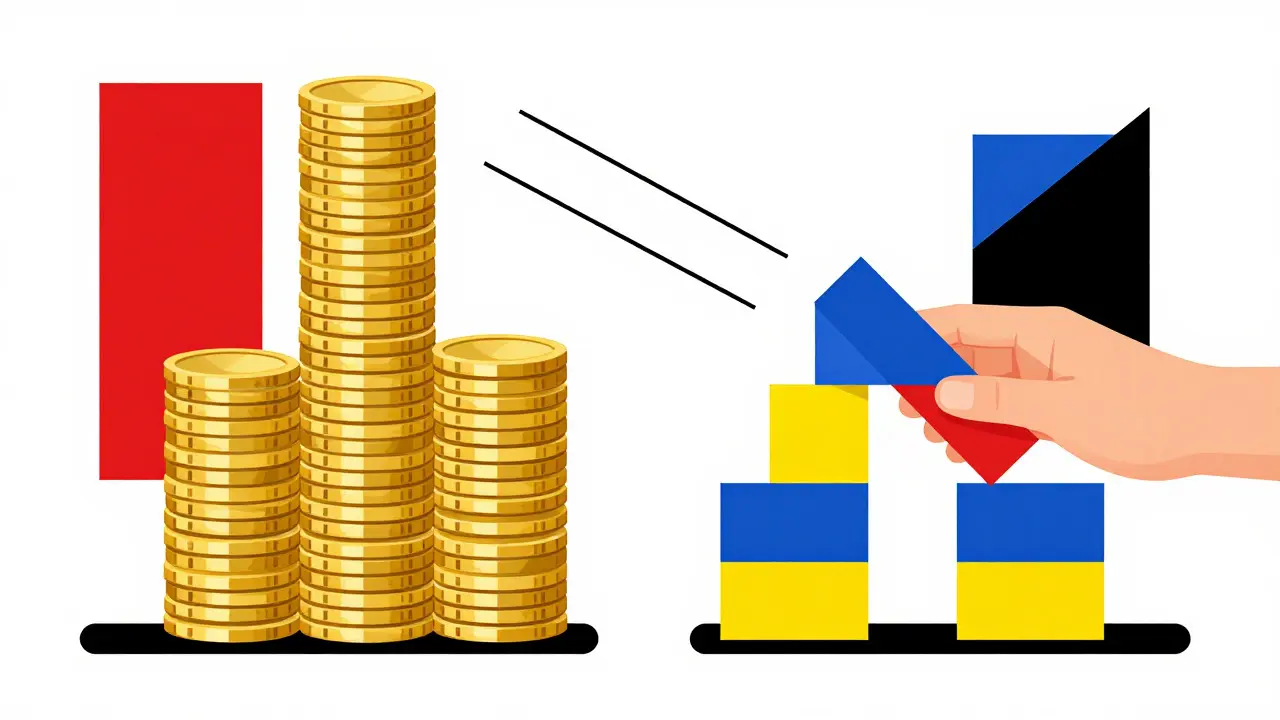 Confronto astratto Bauhaus tra costi elevati e risparmio sui farmaci