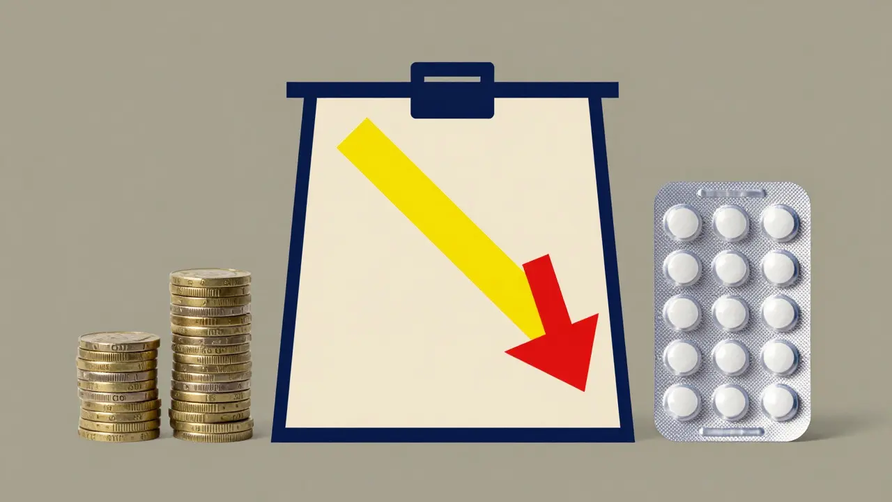 Illustrazione geometrica del confronto tra costi e risparmio sui farmaci generici